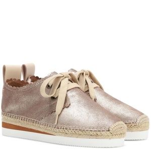 See by Chloe Leather Lace-up Espadrille Sneakers